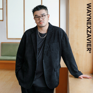 8737 加肥加大宽松轻商务休闲西装 GEEEKPANDA大码 欧棉绒西服男秋季