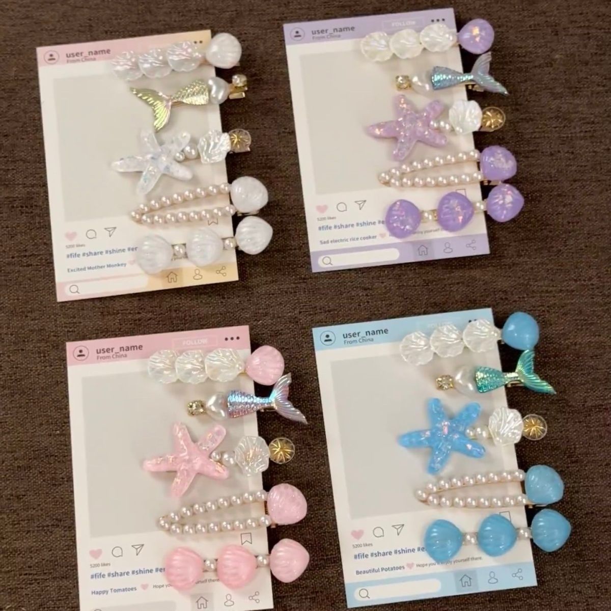 夏季发夹贝壳发卡海洋系列发夹海星发饰珍珠刘海侧边夹子可爱