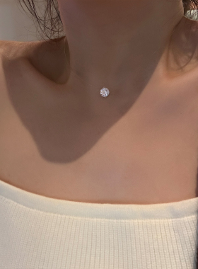 人鱼的眼泪~气质单钻吊坠项链独特隐形鱼线颈链简约choker锁骨链