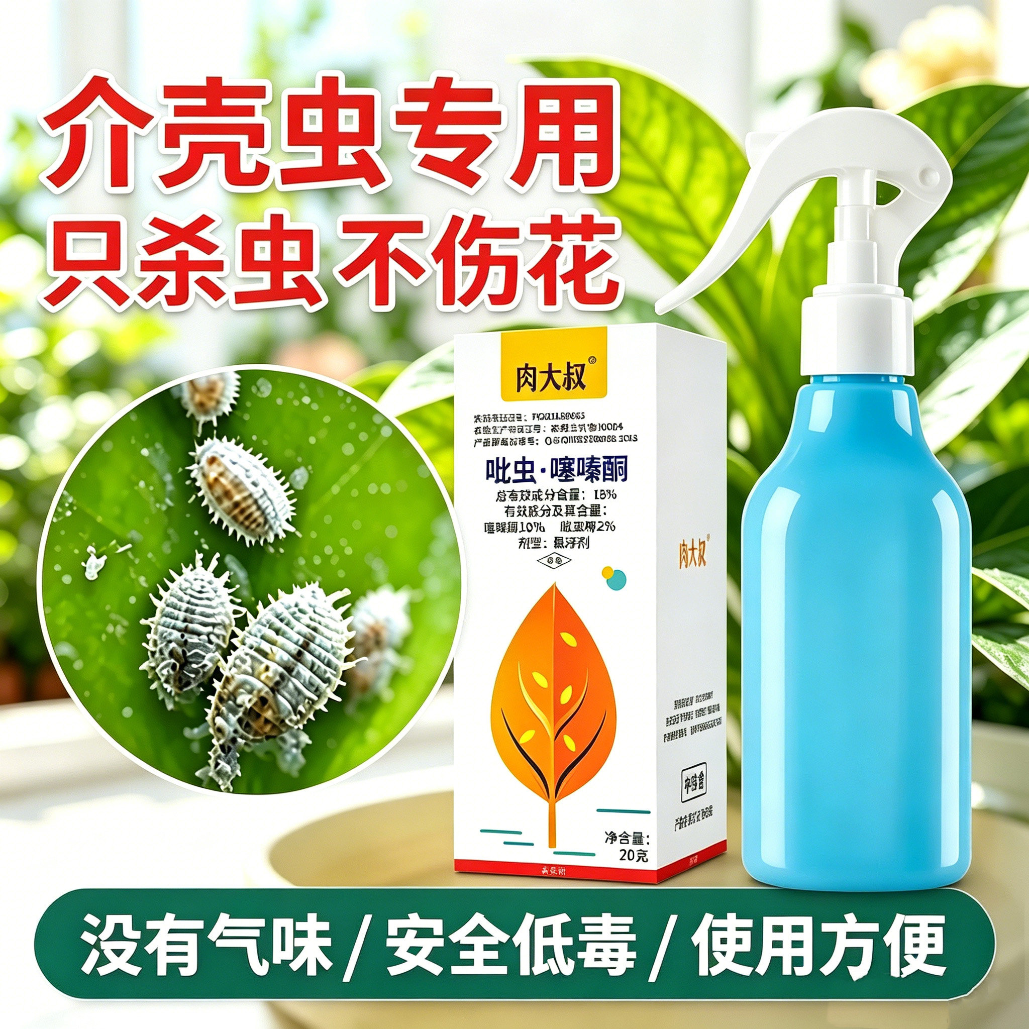 肉大叔蚧壳虫专用杀虫剂喷雾介壳虫专杀蚧必治粉蚧小白虫植物除虫