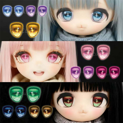 BJD娃娃眼珠22mm30mm流星渐变卡通眼睛1/4分娃粉蓝色棕绿色水贴眼