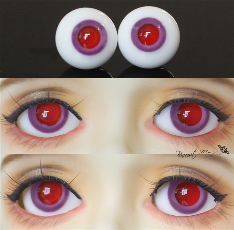 bjd娃娃眼珠紫红色彩瞳玻璃眼睛