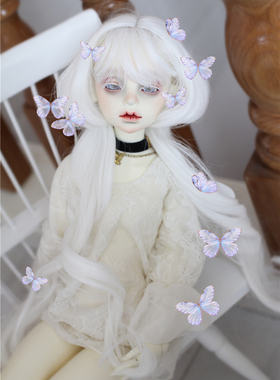 BJD娃娃假发1/3分4分雪白色水母毛1/6分MSD长发欧风精灵森系卷发