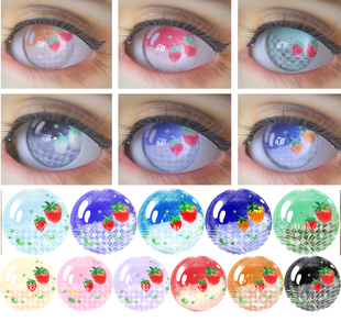 BJD娃娃眼睛1/4分熊妹tinyfox软妹1/6分娃梦幻草莓粉紫色卡通眼珠