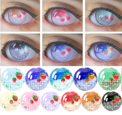 BJD娃娃1/4分草莓粉紫色卡通眼珠