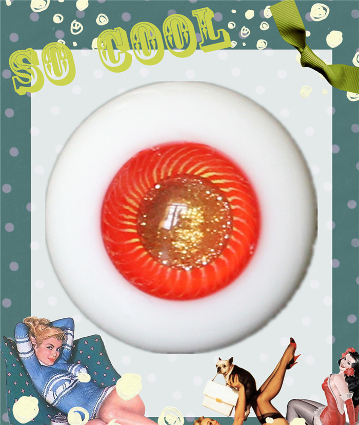 BJD娃娃眼睛橘红色彩瞳眼珠现货