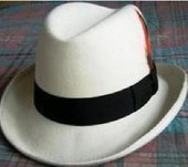 新款 促销 纯羊毛礼帽街舞帽德男帽爵士帽白色帽子出口原单硬顶帽