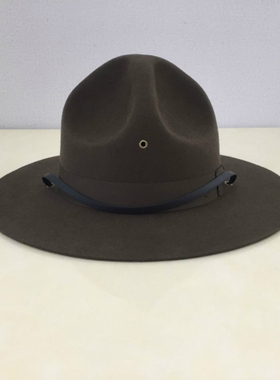 新款纯羊毛大檐硬质牛仔帽教官帽美海军陆战队帽子童军BP礼帽包邮