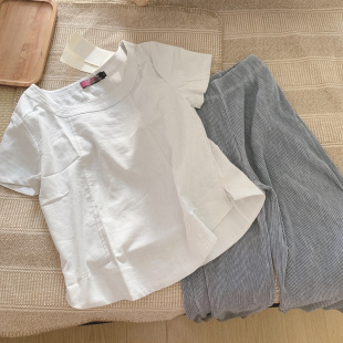 中老年亚麻棉文艺简约气质短袖衬衫 高雅森系棉麻宽松上衣夏季女