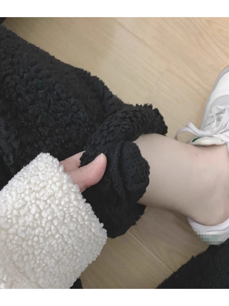 软糯羊羔毛睡裤 宽松保暖裤家居裤秋冬男女大码起居裤长裤