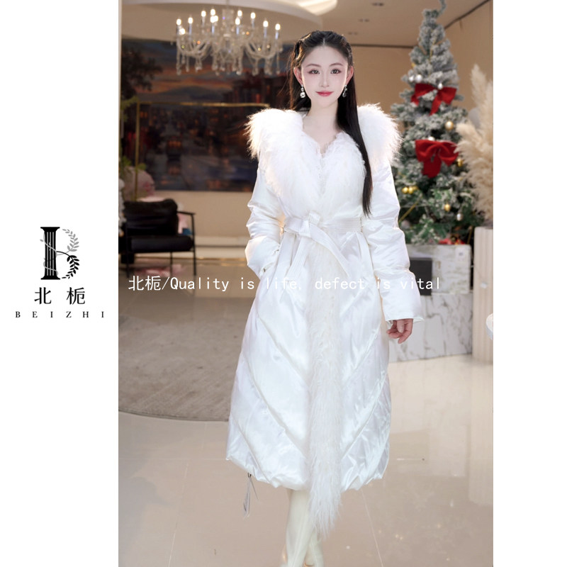 [白羽天使]简约百搭纯色滩羊毛羽绒服