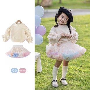 女寶寶tutu裙中小童公主風超蓬蛋糕裙寶寶周歲生日禮服網紗蓬蓬裙