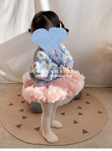 配tutu裙的上衣女宝宝小雏菊开衫毛线衣外套洋甘菊纯棉婴儿春秋装