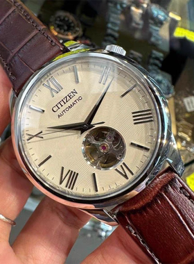 西铁城Citizen 小蓝针镂空钢带男士自动机械手表NH9130-17A