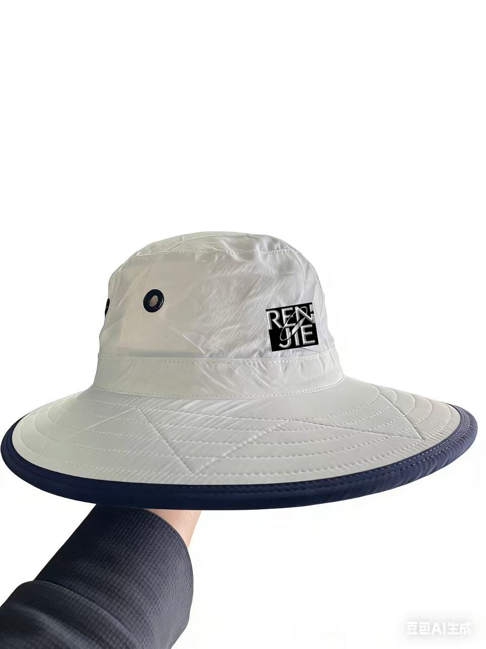 夏季簿款大帽檐圆边盘帽圆顶速干遮阳透气孔摩术贴调节平檐帽男女