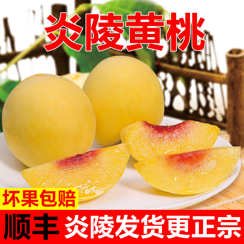 正宗湖南炎陵黄桃现摘现发新鲜水果红心高山锦绣桃子10斤大果包邮
