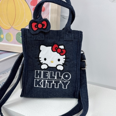 凯蒂猫HelloKitty联名牛仔斜挎手提手机包