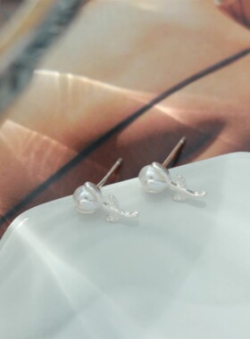 原创999纯银郁金香玫瑰花耳钉韩版森系ins花朵耳环小众高级感耳饰