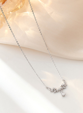 999纯银月桂麦穗项链女韩版小众ins高级感小清新森系锁骨链饰品