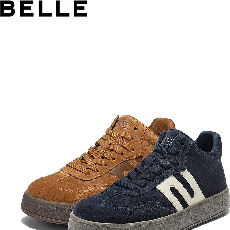 专柜正品百丽2025冬新款男鞋高帮板栗德训板鞋厚底休闲鞋8WX01DD5