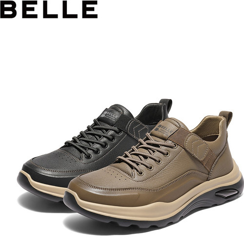 Belle/百丽套脚厚底增高工装男鞋