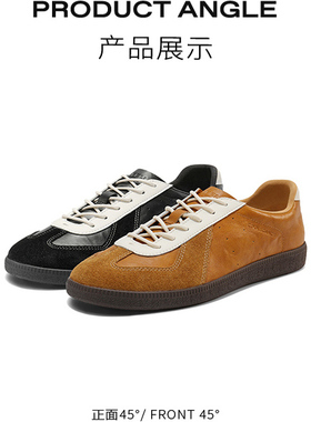 专柜正品百丽2025秋新款女鞋复古德训鞋舒适薄底休闲板鞋BBSC2CM5