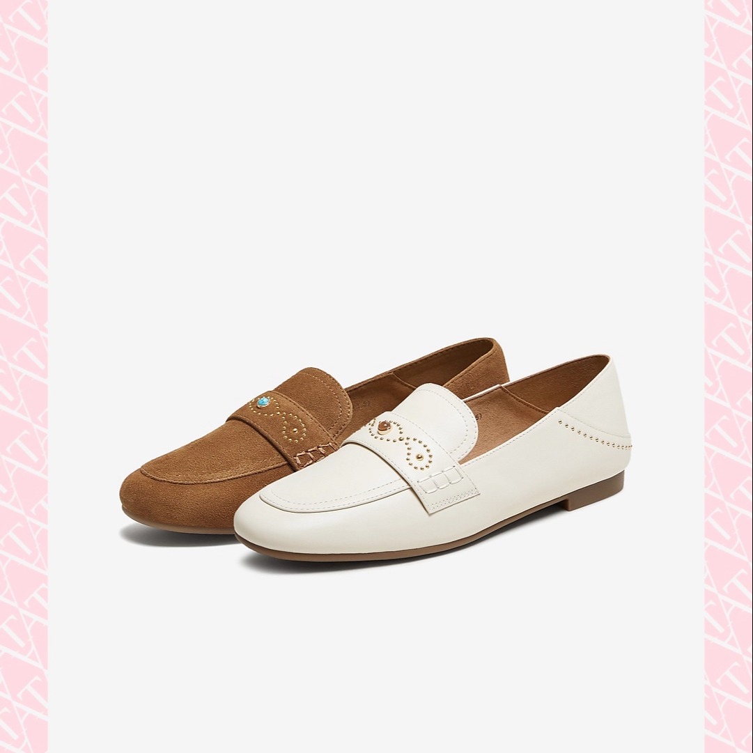 TATA/他她女鞋平跟一脚蹬乐福鞋