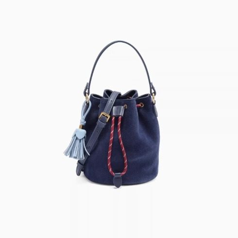 Belle/百丽绒面休闲手提水桶包