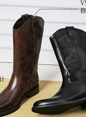 专柜正品百丽2025冬新款女靴加绒时装靴西部靴中筒瘦瘦靴3QFD1DS5