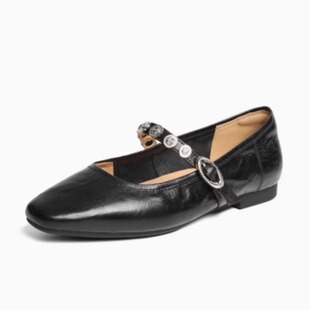 专柜正品百丽2025秋款女鞋羊皮玛丽珍鞋复古软底浅口单鞋D9V1DCQ5