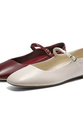 专柜正品百丽2026春款真皮玛丽珍鞋女红色浅口单鞋子H8011AQ6