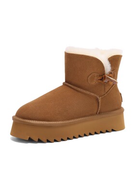 专柜正品百丽2024冬款女靴厚底雪地靴羊毛保暖加绒毛毛靴D1J1DDD4