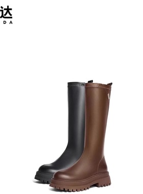 专柜正品森达2024冬款女靴骑士靴加绒厚底增高显瘦长筒靴XFN01DG4