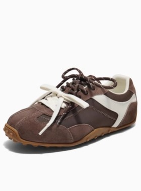 专柜正品百丽2025秋女鞋双鞋带薄底德训鞋复古运动休闲鞋E2N1DCM5