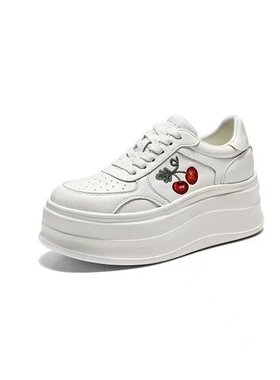 专柜正品百丽樱桃刺绣厚底小白鞋2026春商场同款女增高板鞋F6Y1DA