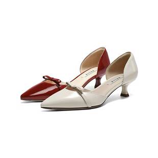 女尖头优雅细跟通勤鞋 真皮包头凉鞋 BFH37BK6 百丽2026夏款 专柜正品