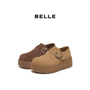 专柜正品百丽2025秋款女鞋复古厚底全包勃肯鞋E4S1DCM5 B2848CH5