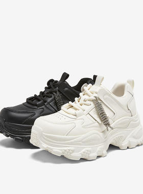 专柜正品百思图2026春款加绒厚底老爹增高女运动休闲鞋B0218AM6