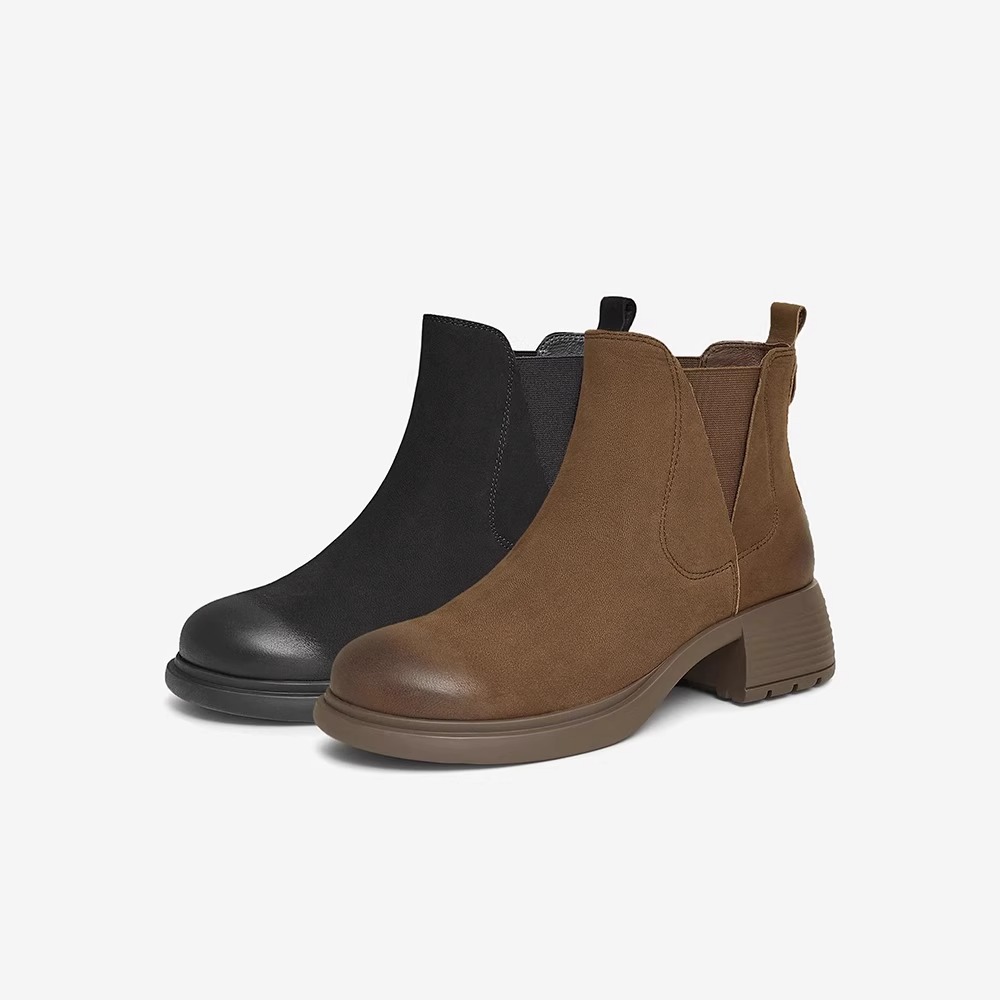 TATA他她粗跟切尔西靴休闲短靴