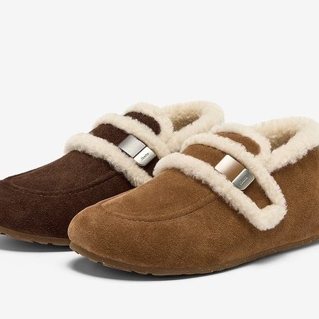 BATA拔佳女鞋勃肯毛毛鞋英伦通勤