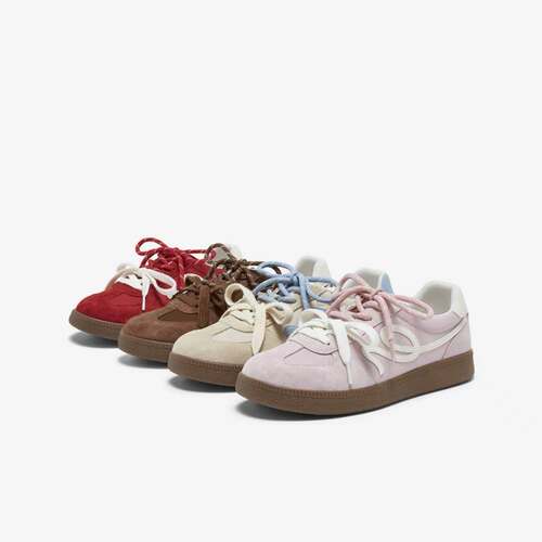 专柜正品百思图2026春款女复古真皮厚底德训鞋运动休闲鞋D3913AM6