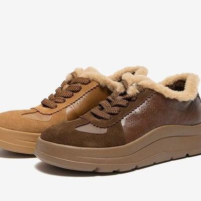 专柜正品拔佳2026春季新款女鞋德训鞋百搭厚底加绒休闲鞋AD128AM6