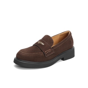 平低深口单鞋 专柜正品 羊皮复古乐福鞋 女鞋 D9Z1DCA5 百丽2025秋新款