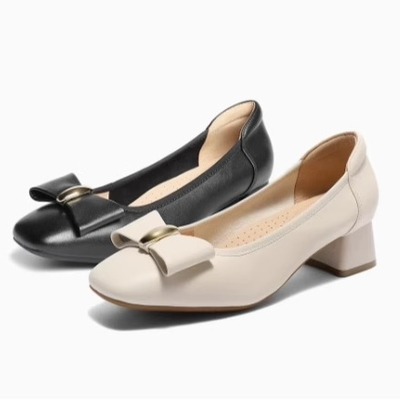 Senda/森达简约气质粗跟浅口单鞋