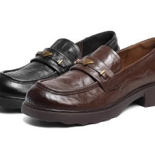 Belle/百丽女鞋褶皱一脚蹬乐福鞋