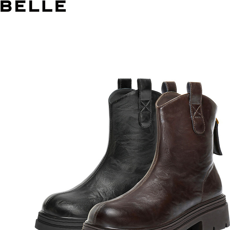 Belle/百丽女厚底粗跟显瘦瘦短靴