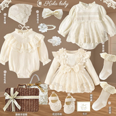 新生婴儿礼盒高档送礼礼物 女宝宝衣服礼服套装 秋冬四季 蕾丝裙新品