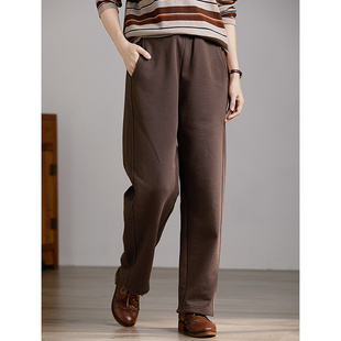 子冬新 文艺百搭显瘦束脚休闲裤 谷家 100%棉柔软舒适抓绒保暖卫裤