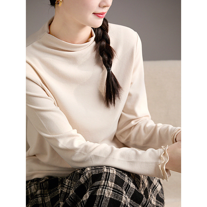 谷家 慕斯羊毛柔软半高领长袖T恤  文艺百搭绒感保暖内搭打底衫女,女装/女士精品,T恤,淘宝优惠券,粉丝福利购,淘宝优惠卷