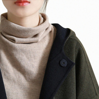 谷家文艺纯棉线宽松打底高领毛衣